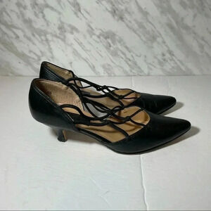 Vintage Bata Leather Heels Black Size 8